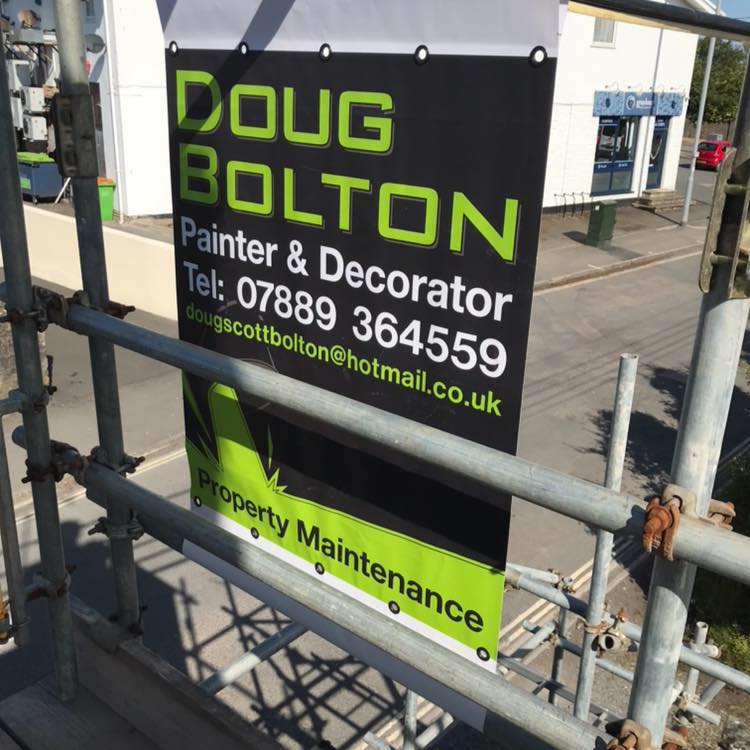 Doug Bolton Painter & Decorator sign with contact information