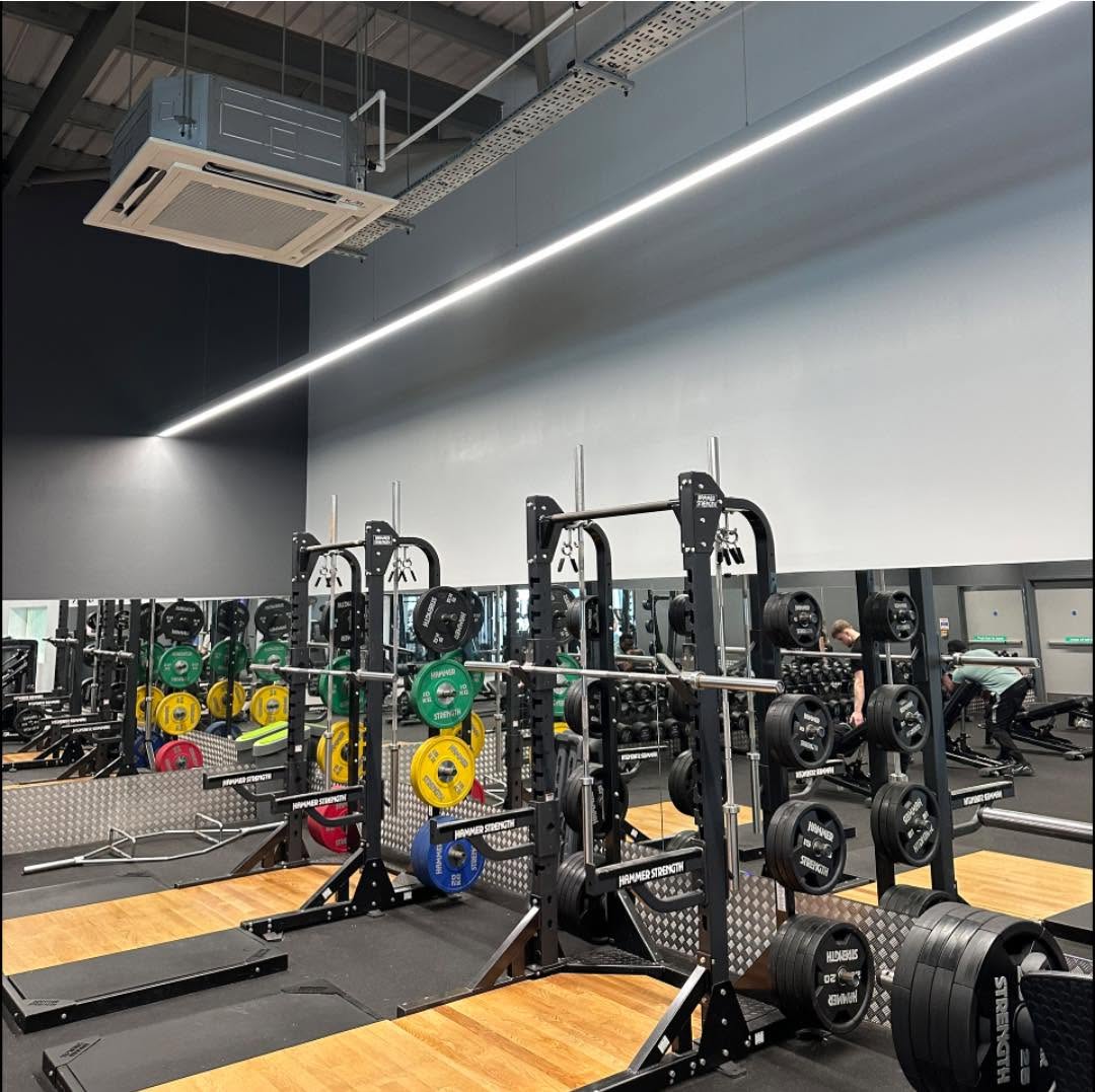 Tarka Leisure Centre gym with modern LED lighting and professional fitness equipment